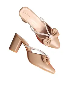 CHINRAAG Women Striped Block Sandals with Bows