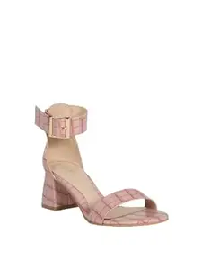 scentra fashion Women's Textured Block Heel Sandals – Chic, Comfortable, and Perfect for Parties, Work, and Special Occasions (Pink, UK Footwear Size System, Adult, Women, Numeric, Medium, 3)