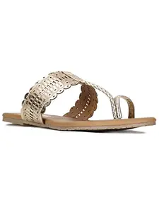 Bata Women's Slip-on Sandal - GOLD (7 UK) (5718831)