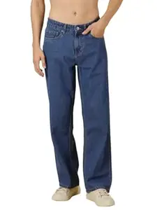 Thomas Scott Men's Relaxed Fit Mid Rise Comfort Clean Look Light Fade Cotton Baggy Jeans