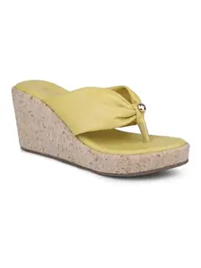 Inc.5 Women Yellow Solid Wedge Heels