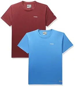 Charged Brisk-002 Melange Round Neck Sports T-Shirt Rust Size Xl And Charged Energy-004 Interlock Knit Hexagon Emboss Round Neck Sports T-Shirt Scuba Size Xl