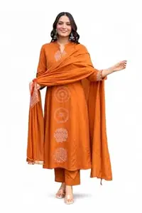 KHODAL FASHION Embroidered Kurta Set with Dupatta for Women | Floral Neck Design Straight Kurti with Bottom Wear | Festive Traditional Ethnic Suit for Wedding, Party & Special Occasions