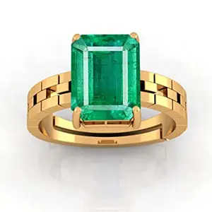 Anuj Sales 17.25 Ratti 16.00 Carat Certified Natural Emerald Panna Panchdhatu Adjustable Rashi Ratan Gold Plating Ring for Astrological Purpose Men & Women(Lab Approved)
