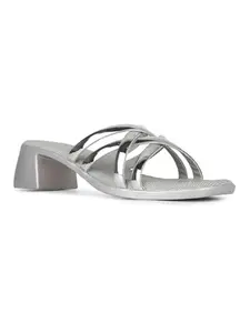 Inc.5 Womens Silver Party Wear Square Toe Block Heel Sandals