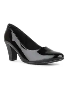 Inc.5 Women Black Solid Pointed Toe Block Heel Pumps