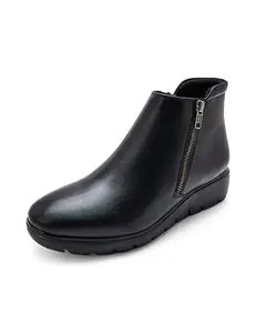 Elle Women's Fashionable Zip Boots Colour-Black, Size-UK 7