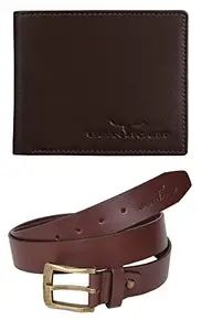 URBAN FOREST Henry Brown Wallet and Belt Combo Gift Set for Men - Classic Brown Leather Wallet and Leather Belt Combo