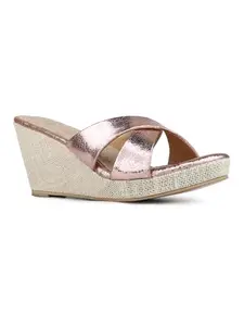 Inc.5 Womens Rose Gold Solid Round Toe Party Wear Heels Mules