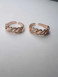 Arte Jewels Set Of 2 925 Sterling Silver Rose Gold-Plated Cubic Zirconia Toe Rings