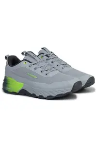 Columbus MUDRUNNER Sports Shoes - Running Shoes|Walking Shoes| Training & Gym Shoe | Outdoors Shoe for Men,(Light Grey & Fluorescent Green), UK8