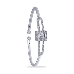 TARAASH 925 Sterling Silver Solitaire CZ Bangle For Women