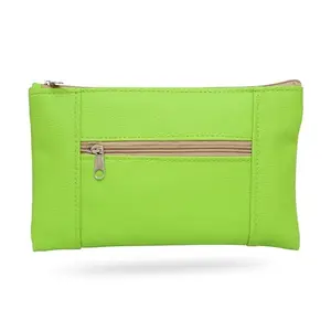 Beanskart Zipper Purse for Ladies | Womens Wallet | Ladies Leather Wallet |Pouches for Multipurpose use | Money Wallet (Lime Green-Beige Zip)