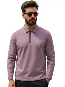 RodZen Men's Cotton Blend Full Sleeve Regular Fit Polo T-Shirt