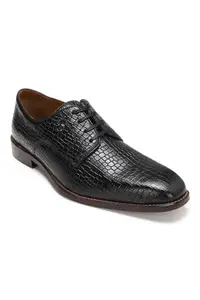 Louis Philippe Men Black Leather Derby Shoes