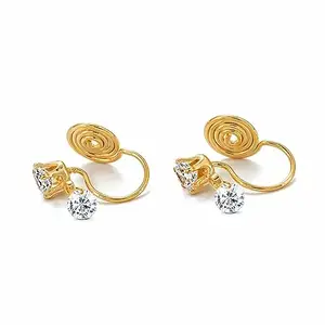 Via Mazzini Gold Plated Spiral Design No-Piercing Clip-On Nose Ring/Ear Cuff Earrings Clip For Women And Girls (NR0269) 1 Pair