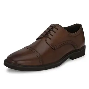 Auserio Men's Pull On Lace Up Formal Shoes | Anti Skid Sole & Padded Collar | with Antimicrobial & Heat-Insulating | Shoes for Office, Parties & All Occassions | Brown 7 UK (JM 009)