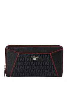 Da Milano Zip Leather Wallet for Women - Black