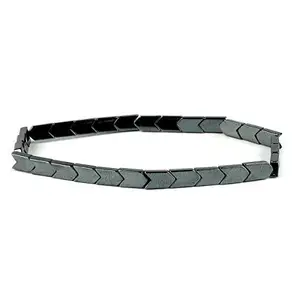 Crystu Natural Magnetic Hematite Bracelet for Reiki Healing and Crystal Healing, Hematite Arrow Bead Bracelet (Color : Silver & Grey)