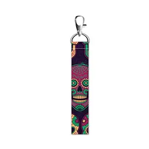 ISEE 360® Skull Art Lanyard Bag Tag with Swivel Lobster for Gift Luggage Bags Backpack Laptop Bags Students Employees L X H 5 X 0.8 INCH