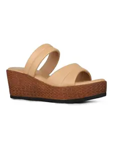 Inc.5 Womens Beige Solid Round Toe Party Wear Platform Heel Sandals