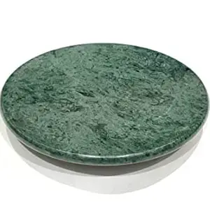 A.R. MARBLES Best Marble ROTI Maker | Ring Base Rolling Pin Board Roti Maker Chakla 9 Inches (Green Marble Chakla) | Green Marble - 9'' X 9'' X 1''