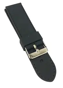 Ewatchaccessories 22mm Silicone Rubber Watch Band Strap Fits LUMINOR Black With Black Stich Pin Buckle