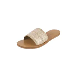 Mochi Women Gold Embellished Casual Slides UK/6 EU/39 (41-322)
