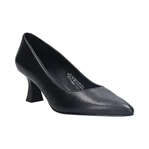 BAGATT Varese Black Leather Womens Spool Heel Pumps - UK 7