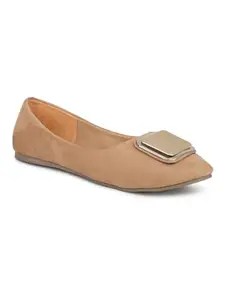 Inc.5 Womens Beige Casual Solid Pointed Toe Ballerinas