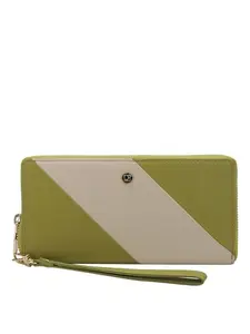 Da Milano Genuine Leather Green Zip Around Women Wallet (10190OL)