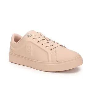 Tommy Hilfiger Leather Solid Pink Women Flat Sneakers (F23HWFW205) Size- 39