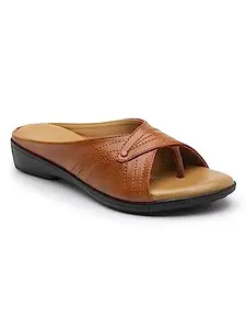 AROOM Women Stylish Casual Wedge Sandals-Slipper For Womens Girls (Tan, numeric_5)