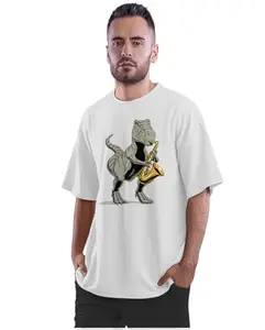 ALLEN BLACK Oversized T-Shirt T-Re Playing The Saophone Men's Women's Unise 100% Cotton White_SXREXOSSX-White XL Oversized_