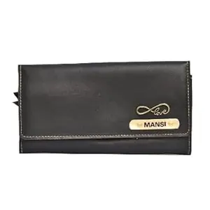 Vorak Ahimsa Ahimsa Leather Personalized Lady Wallet | Customized Women's Wallet with Name & Charm |Wallet for Girls and Women's (Black)