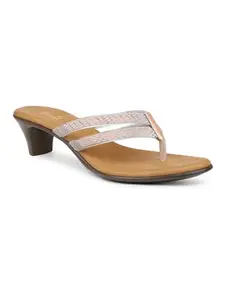 Inc.5 Women Rose Gold Textured Block Heels Sandals