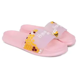 Pampy Angel Honey Beees Women's Flip Flops Slides Back Open Household Comfortable Slippers Pink,39 (Euro)
