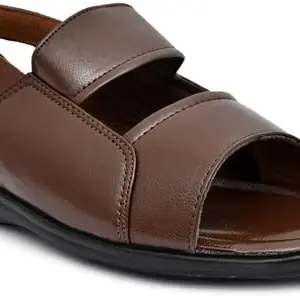 REEV XAVIER INTERNATIONAL Men's Synthetic Leather Sandal | Brown |8 |R-2051-BROWN-8|