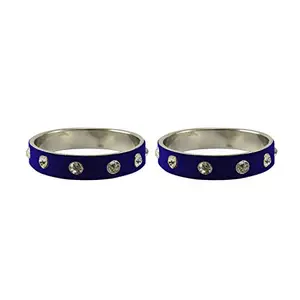 MAYA FASHION Blue Stone Stud Metal Bangle Elegant Extra Large Size Bangle | Perfect Fit for Plus Size banglesTrendy and Comfortable Fit for woman and girls | (Sku-ban6164)