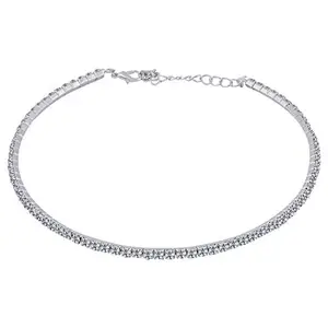 Silver Shine Silver Plated Single Line Diamond Studded Necklace For Girls And Women jewellery.
