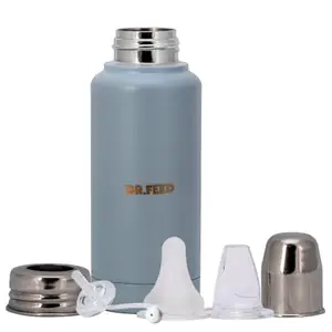 Adore Dr.Feed D2 3 Stage Stainless Steel Double Wall Insulated Hot/Cold Feeding Bottle 300ml (Grey)