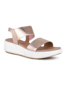 Inc.5 Womens Rose Gold Party Wear Solid Round Toe Wedge Heels