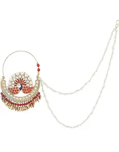 Kundan Gold Plated Designed Traditional Moti Nose Ring