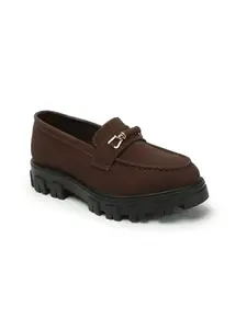 Elle Women's Slip-On Loafers Colour-Brown, Size-UK 6