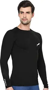 JUST RIDER Compression Swimming Tshirt Full Sleeves for Men (Black, XXXL)