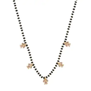 GUFI Alina Gold Plated MangalsutraGold Plated Brass Mangalsutra for Women with Circular Pendant and Black Bead Chain – Stylish Jewelry for Special Occasions