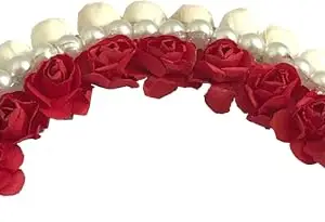 ™ Stylish Wedding Hair Bun Gajra Hair for Women in Red & White Hair Juda Bun Hair Bun Styling Accessories (G1190420)(G1190420_1025)