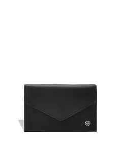 eske Ruud Leather RFID Card Holder Wallet for Men & Women | Croco Texture | Snap Closure | 1 Spacious Slot | Slim Minimalist Front Pocket Card Case (Black)