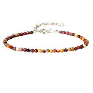 Gems_Hub Silver Plated Bracelet with Multicolor Smooth Mookaite Jasper Beads – Round 3mm – For Men & Women|FIZA_LINK_04654