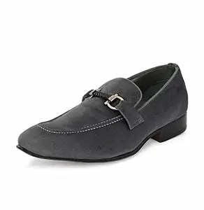 HITZ Men's Grey Leather Slip-On Shoes - UK 10